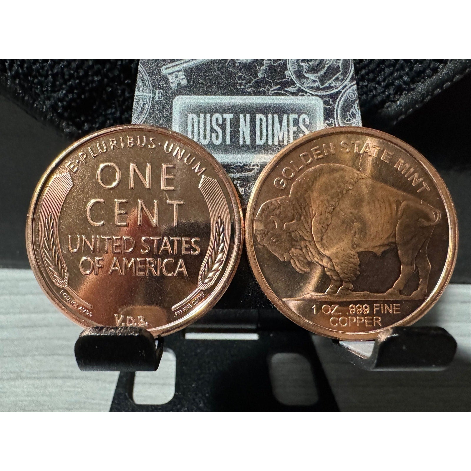 Two 1oz .999 Copper Rounds ~ Lincoln Cent/Buffalo Nickel Replicas