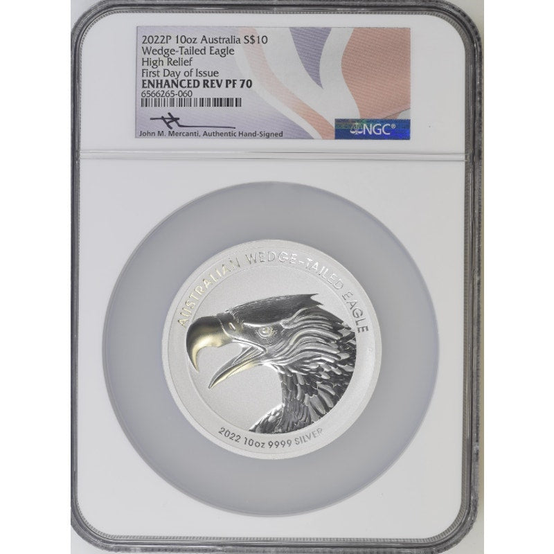 2022P 10oz Australia Wedge-Tailed Eagle High Relief - FDI S$10 NGC ER PF70