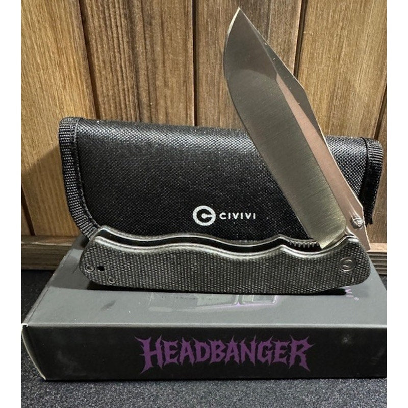 CIVIVI HEADBANGER ~ Liner Lock Knife ~ Green Micarta (3.8" Satin Nitro V)