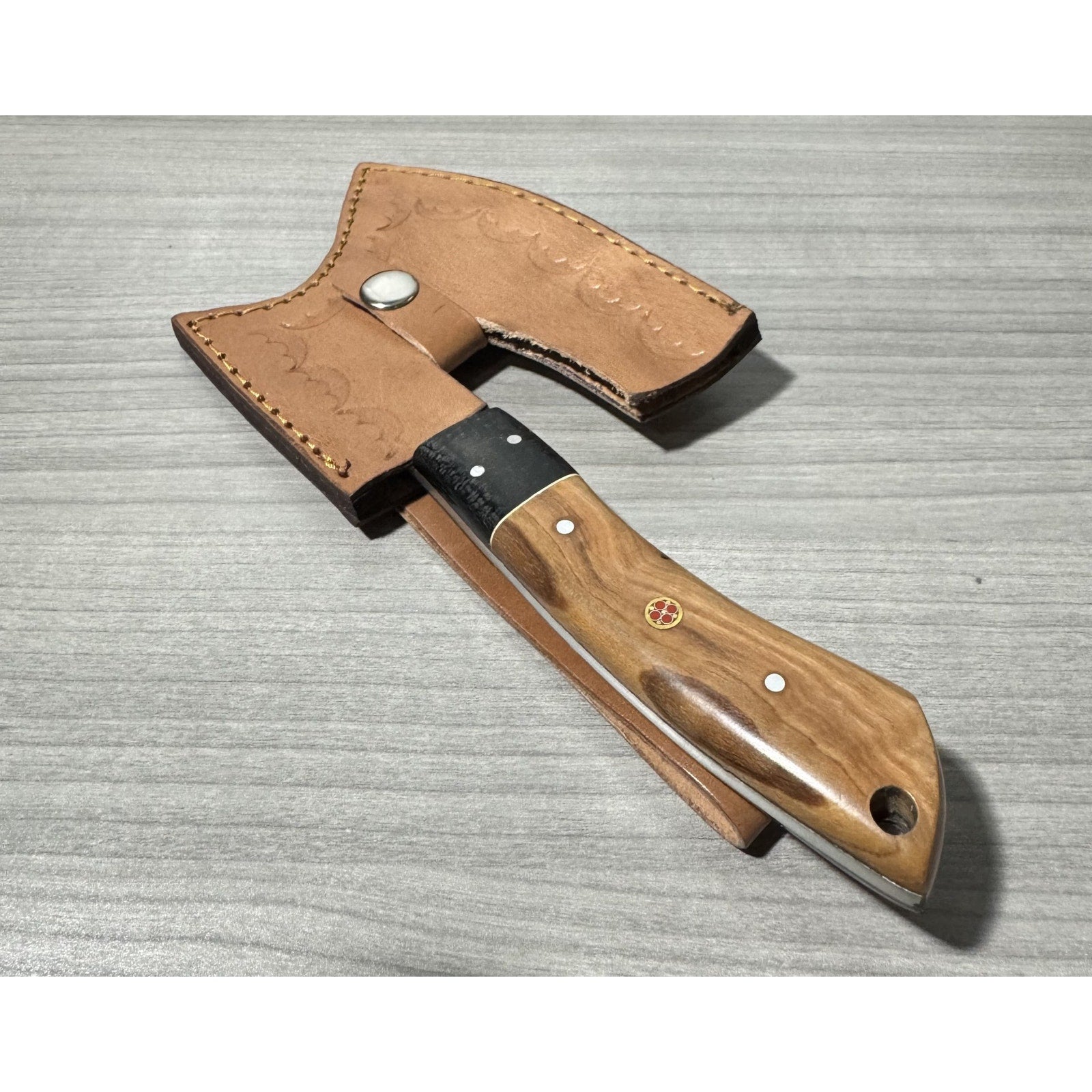 Handmade Damascus Steel Mini Hatch with Sheath