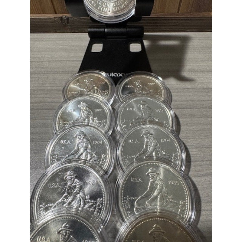 Qty 11 ~ 1oz .999 Silver American Prospector Engelhard's ~ 4/82's, 4/84', 3/85's