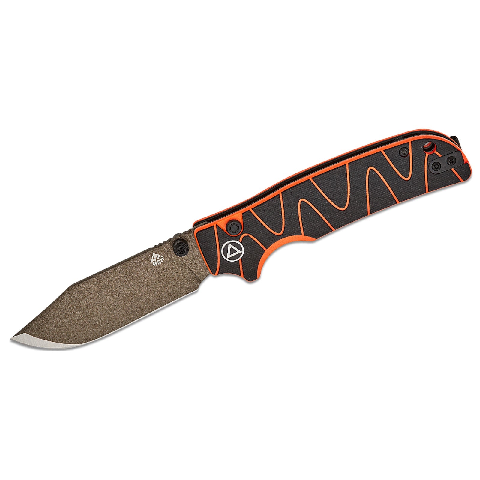 QSP Kali Button Lock Folder - Black and Orange Milled G10/Champagne