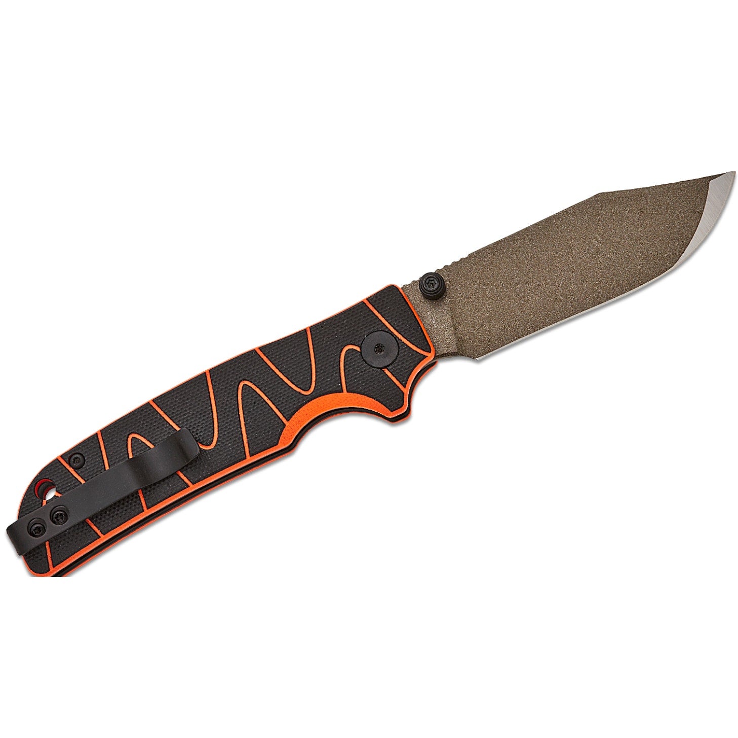 QSP Kali Button Lock Folder - Black and Orange Milled G10/Champagne