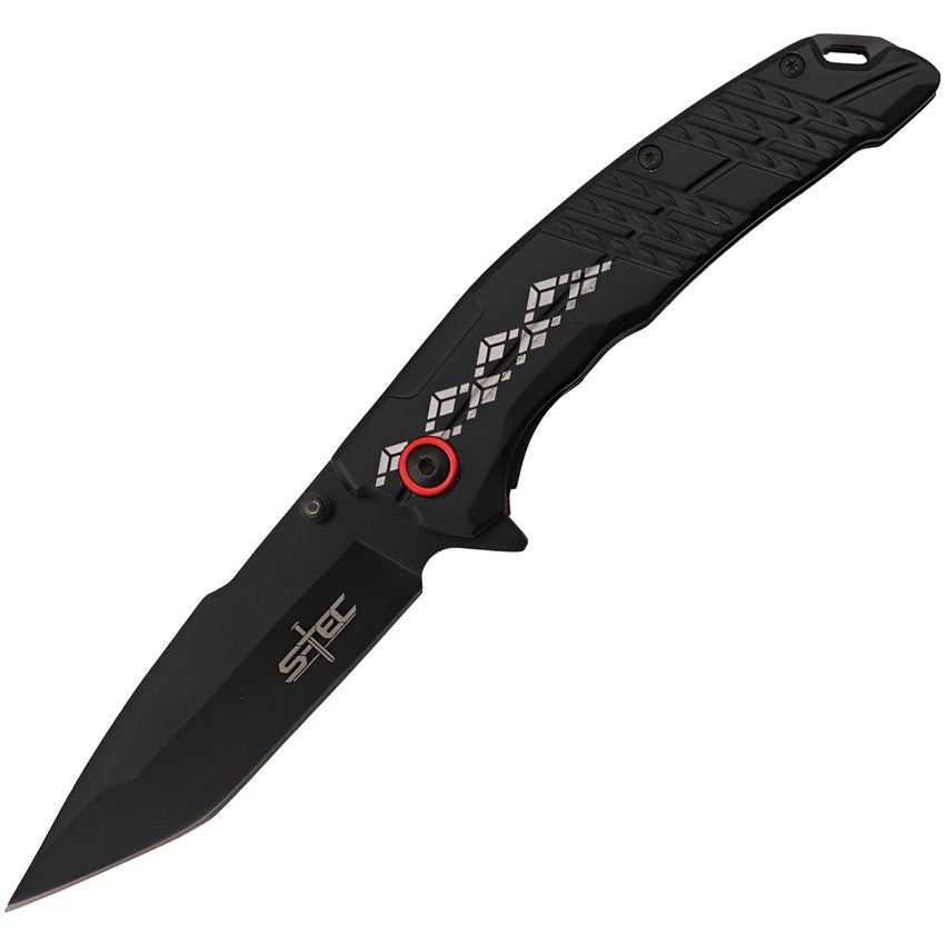 S-TEC Assist Open Black Linerlock Knife Black/Red Handles 271286BK
