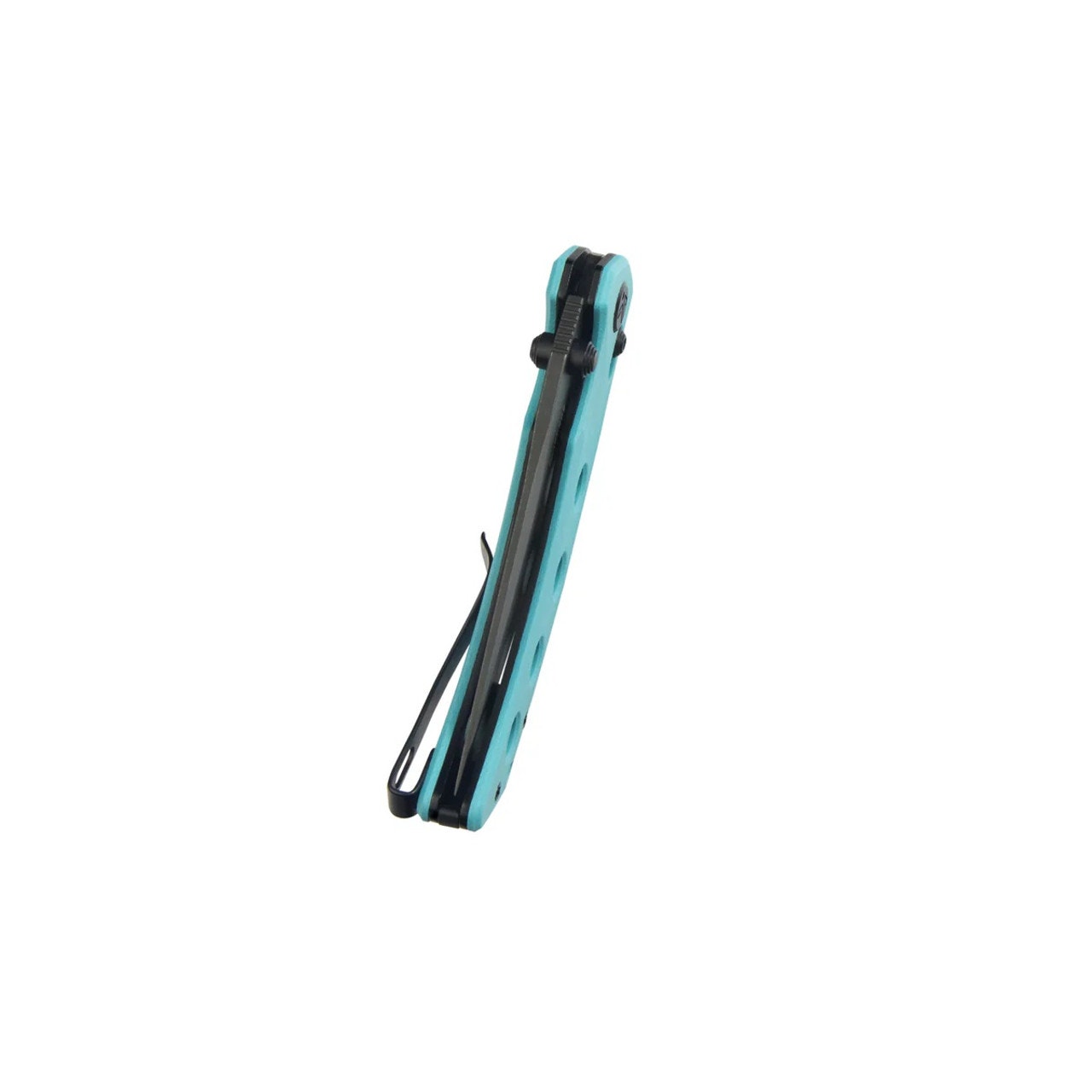 Kubey ~ Hound Crossbar Lock ~ Tiffany Blue G-10 Handle ~ 3.43" Blackwash 14C28N