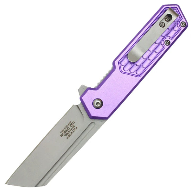 WarTech - 7" Purple Cleaver | Spring Assisted Pocket Knife