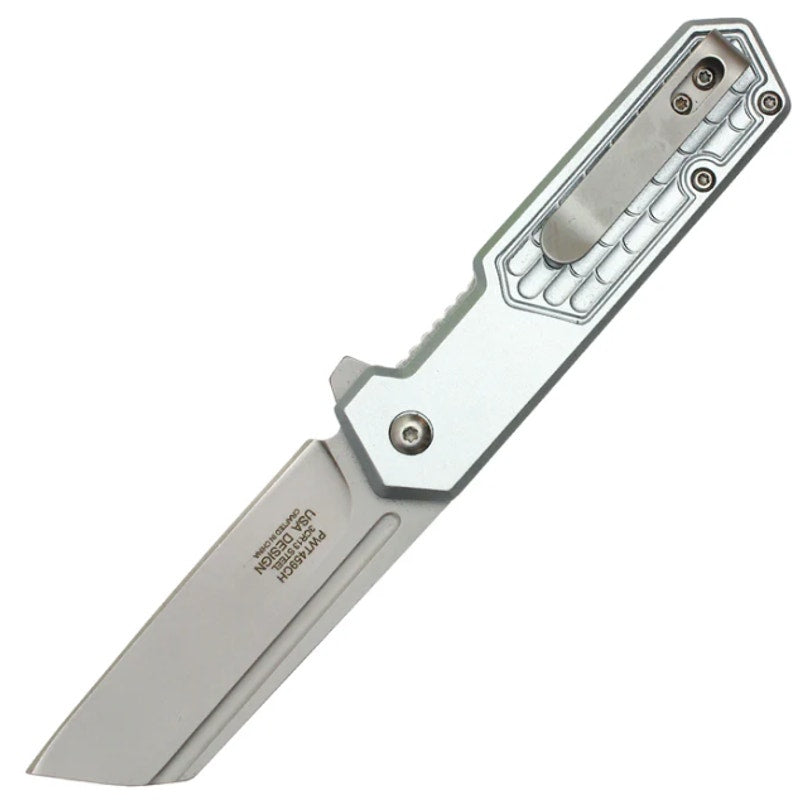 Wartech - 7" Silver Cleaver | Spring Assisted Pocket Knife