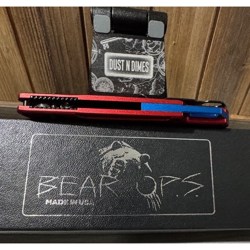 Bear & Son ~ Bear Ops Nekama™ I Red & Blue Aluminum Handle Knife