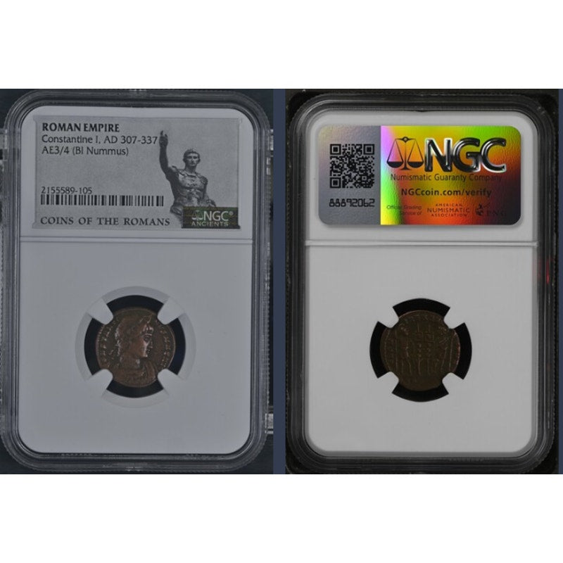 Constantine I, AD 307-337 ROMAN EMPIRE AE3/4 (BI Nummus) ~ NGC ~ AMAZING DETAILS