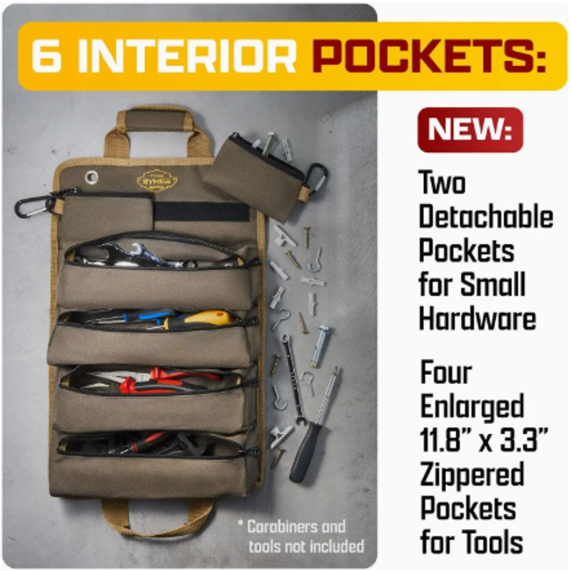 The Ryker Bar ~ Original Tool Roll Organizer with 2 Detachable Pouches