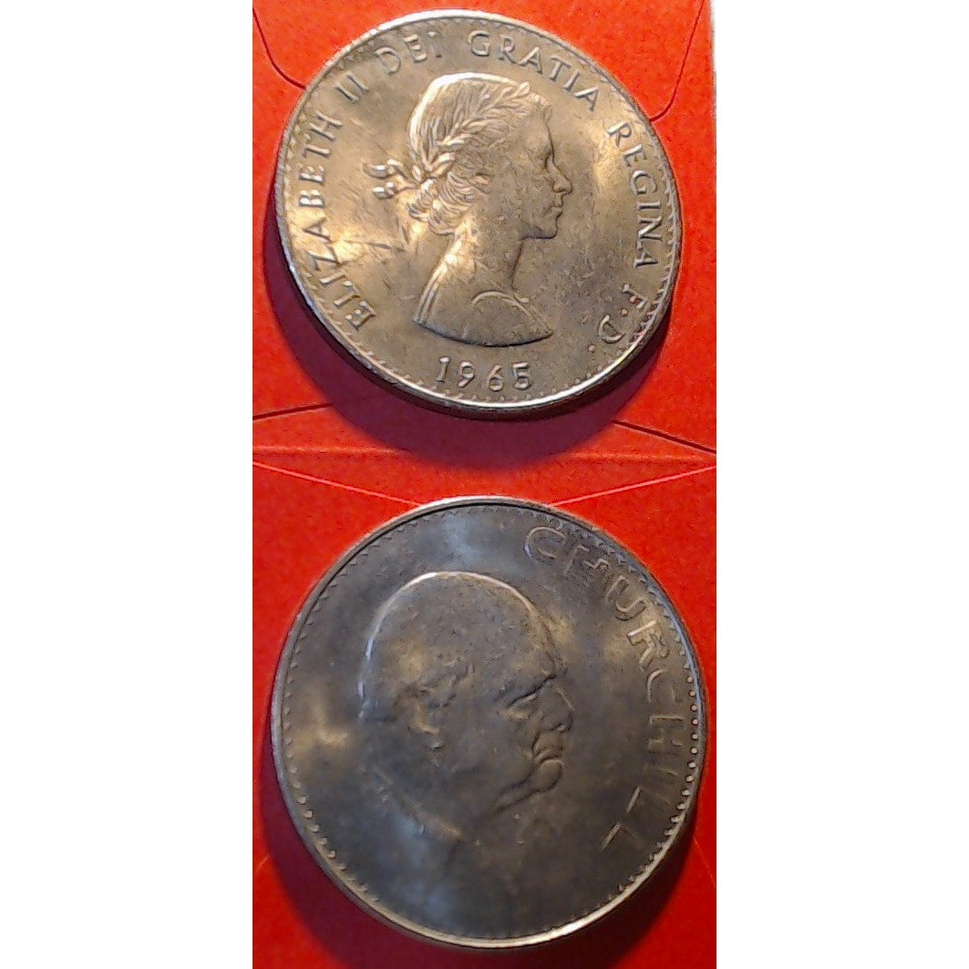 1965 ~ UK ~ 5 Shillings ~ Winston Churchill Commemorative ~ Qty 2