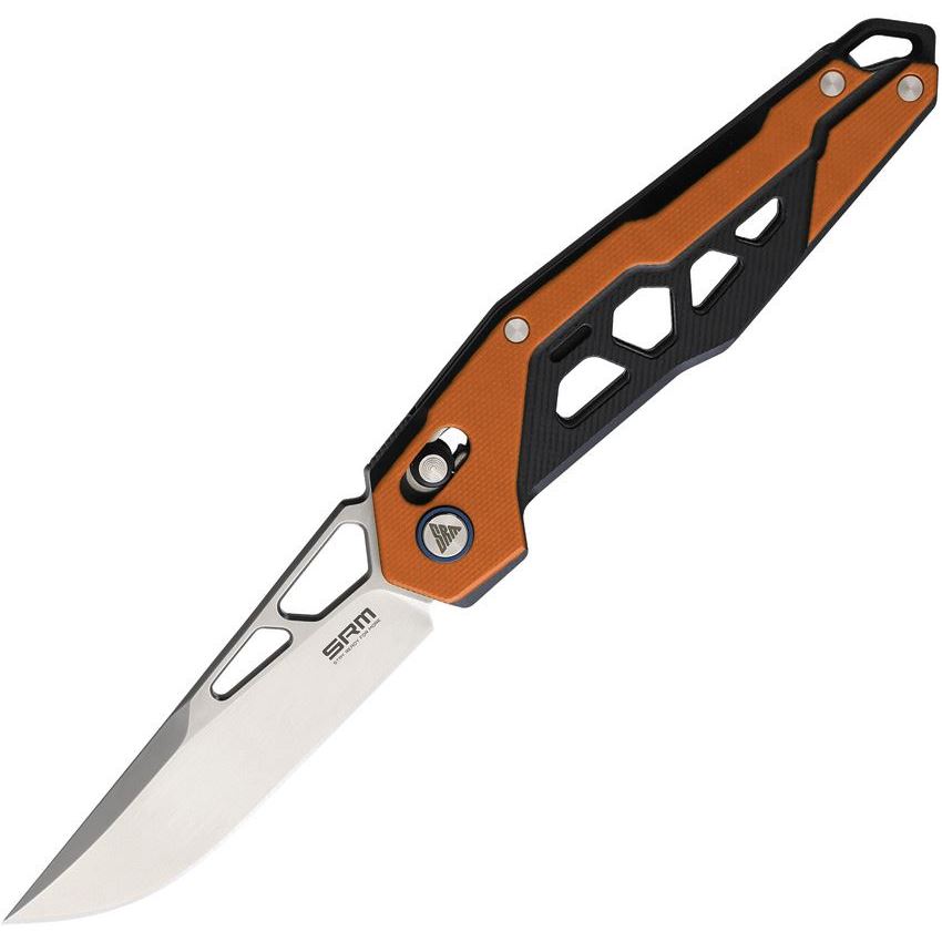 SRM ~ Mecha ~ Front Flipper Knife 3.27in D2 Steel-Orange G10 ~ 9225-GJ