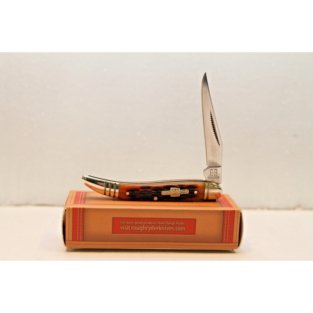 Rough Ryder Baby Toothpick Amber Bone Folding Pocketknife