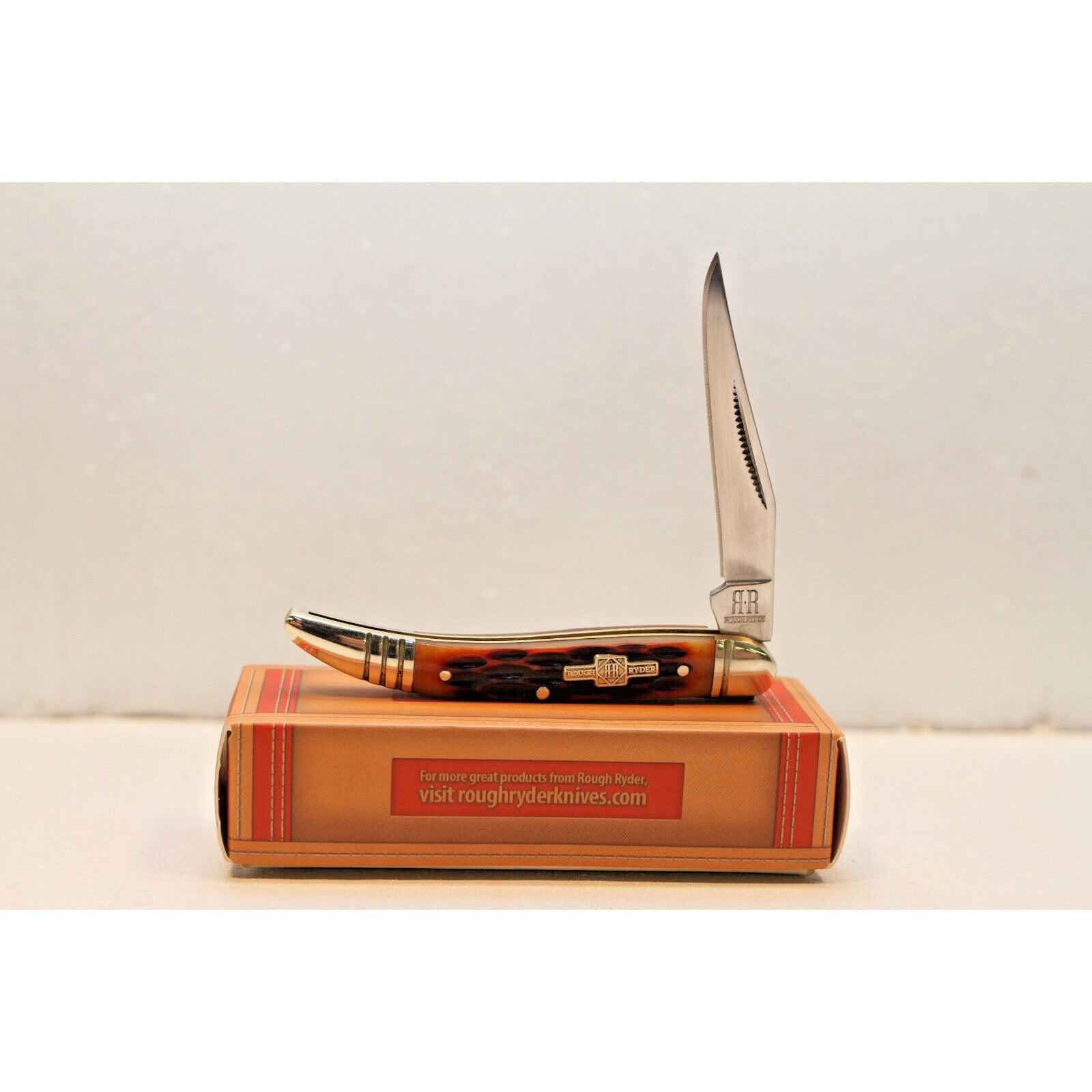 Rough Ryder Baby Toothpick Amber Bone Folding Pocketknife