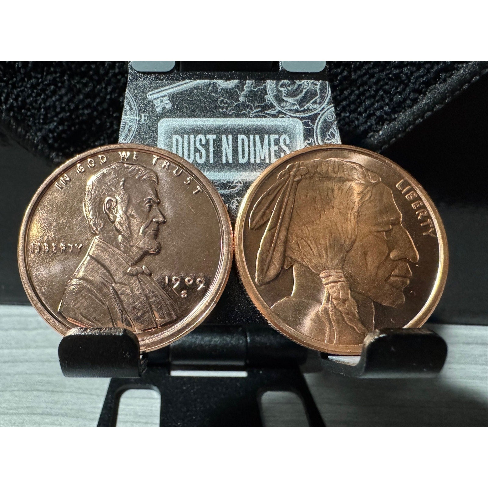 Two 1oz .999 Copper Rounds ~ Lincoln Cent/Buffalo Nickel Replicas