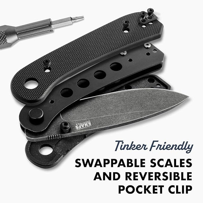 Knafs ~ Lander 1 - Contoured Black ~ 14C28N ~ EXTRA Translucent White Scales