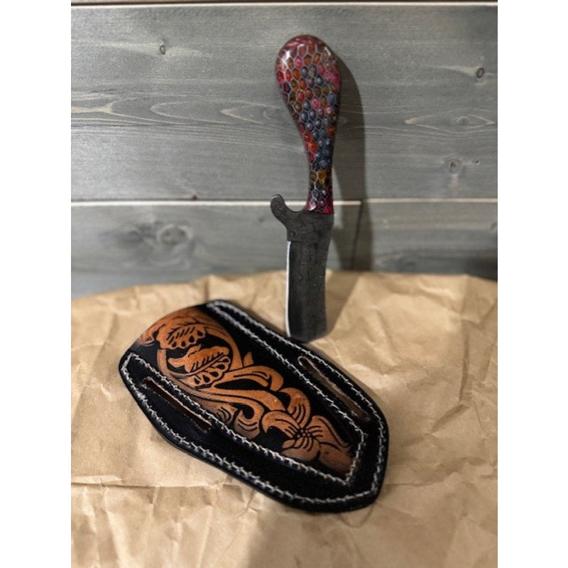 Beautiful Hand Forged Damascus Blade ~ Stunning Honeycomb Grip