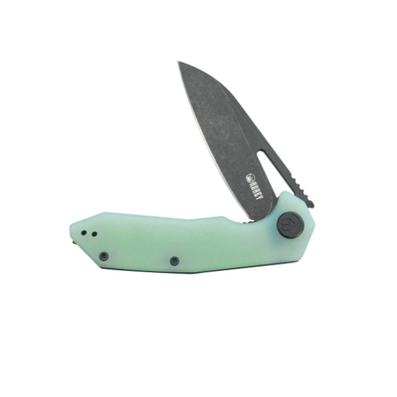 Kubey ~ Vagrant Liner Lock ~ Jade G10 Handle ~ 3.1" Blackwash 14C28N Blade