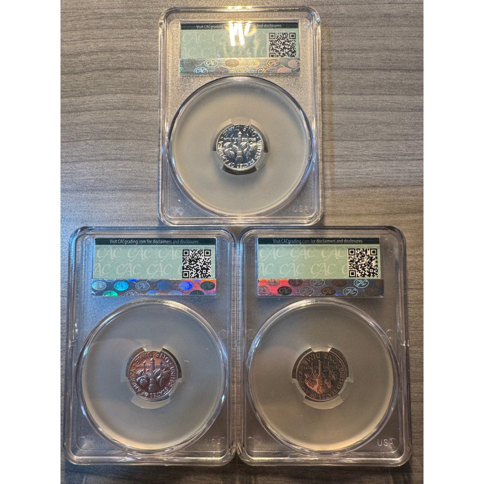 1961, 62, & 63 Roosevelt 10c ~ All 3 graded CAC PR64