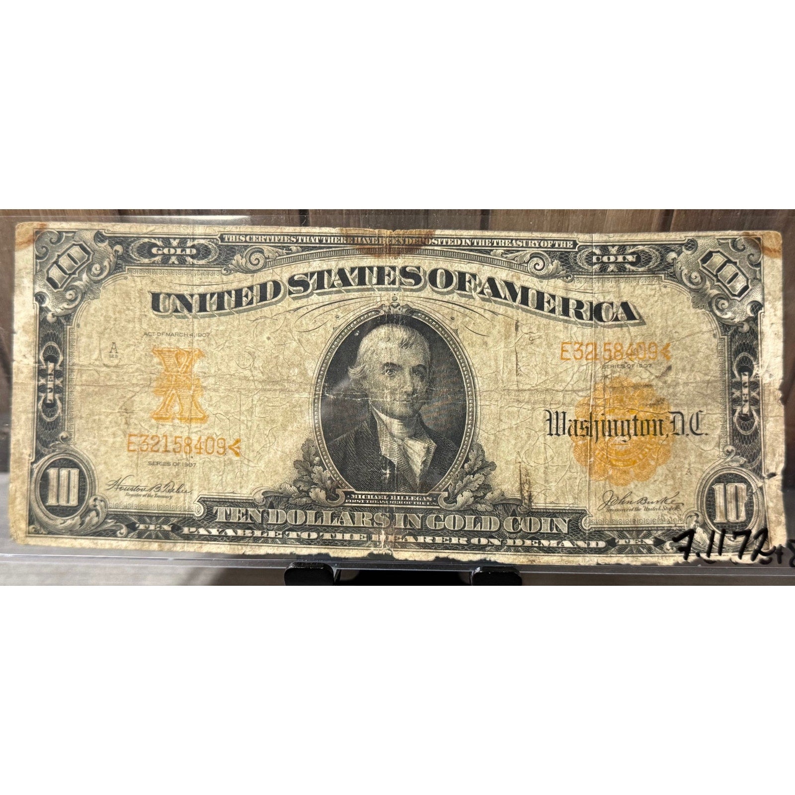 1907 Series $10 Gold Certificate