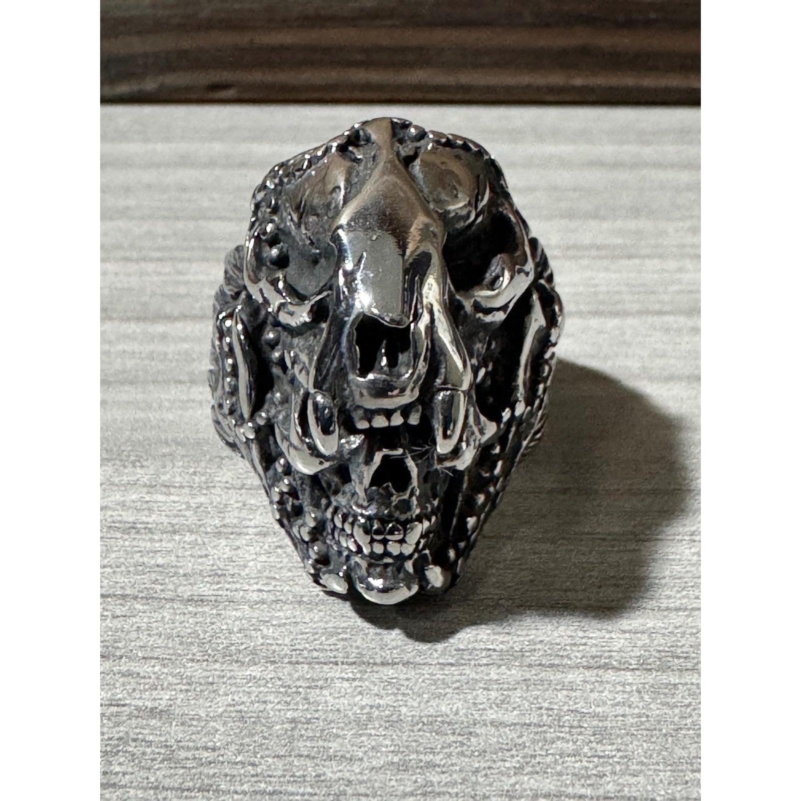 Skull on Skull Ring ~ Men's Size 12