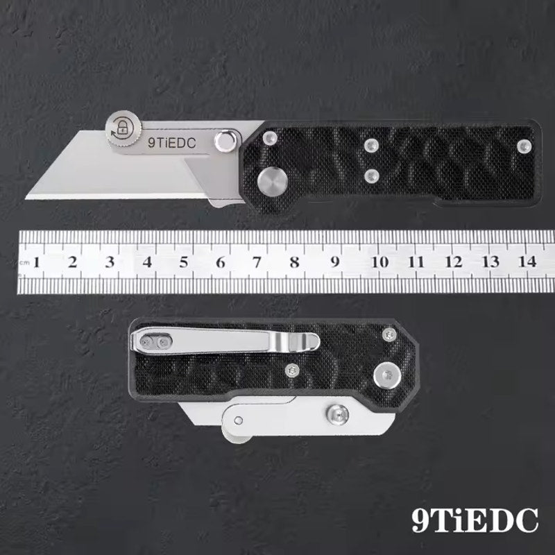 9TiEDC ~ Folding Utility Knife G10 Handle + MultiTool & Extra Blades