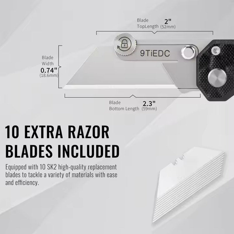 9TiEDC ~ Folding Utility Knife G10 Handle + MultiTool & Extra Blades