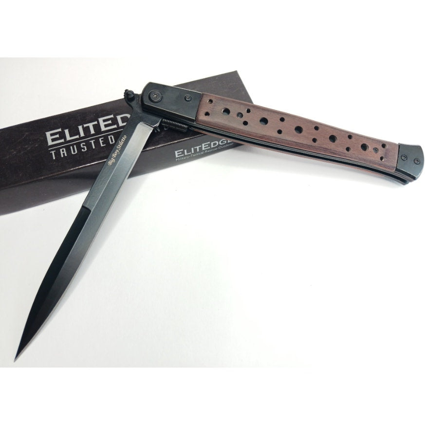 ElitEdge ~ Big Boy Godfather ~ Stiletto Style Spring Assisted ~ Black & Brown