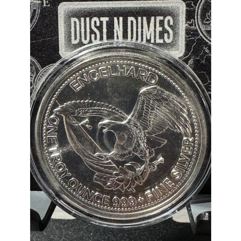 1985 ~1oz .999 Fine Silver ~ Engelhard Prospector ~ Eagle Reverse