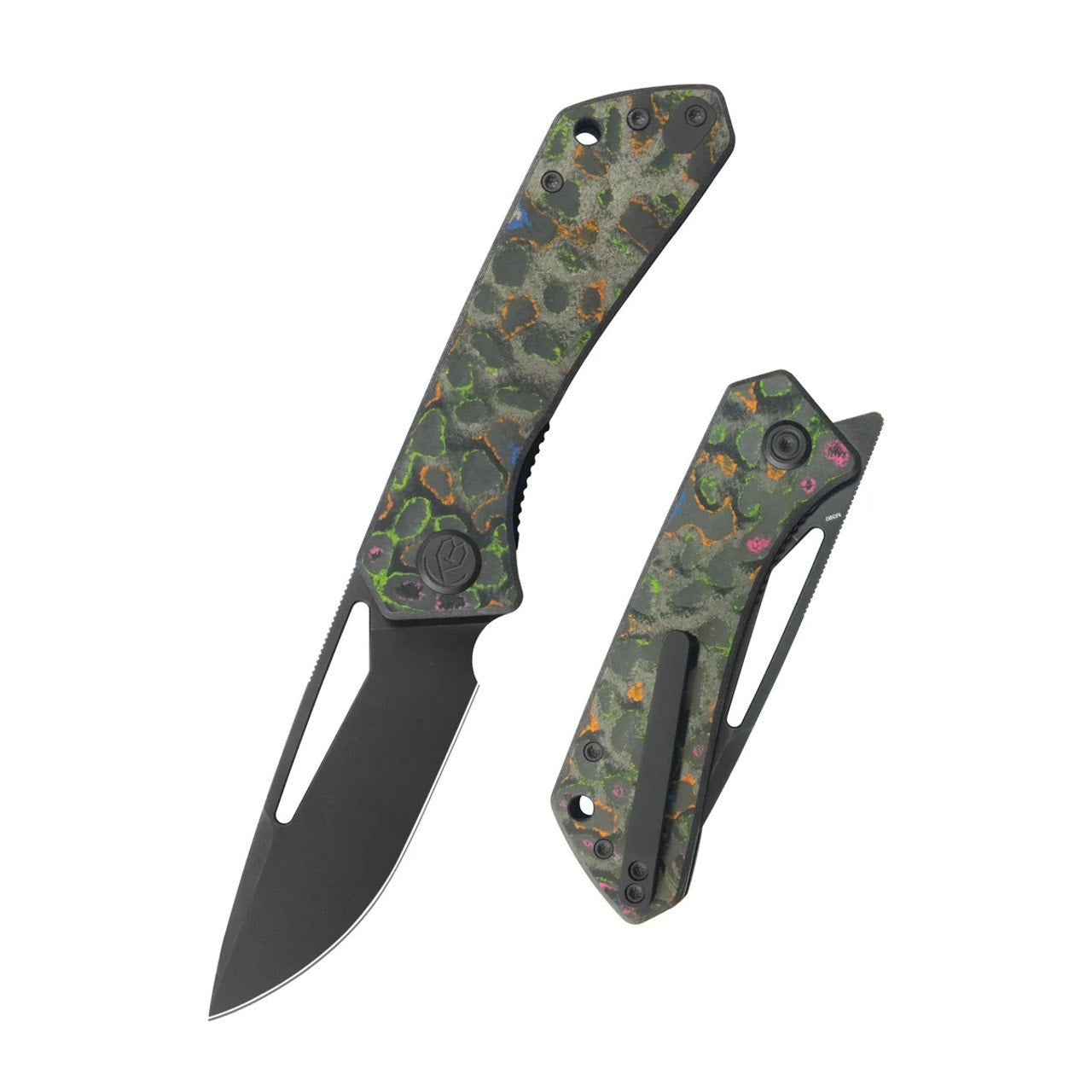 Kubey ~ Thalia ~ Camo Carbon Knife ~ M390 Blackwash Finish ~ KB331A
