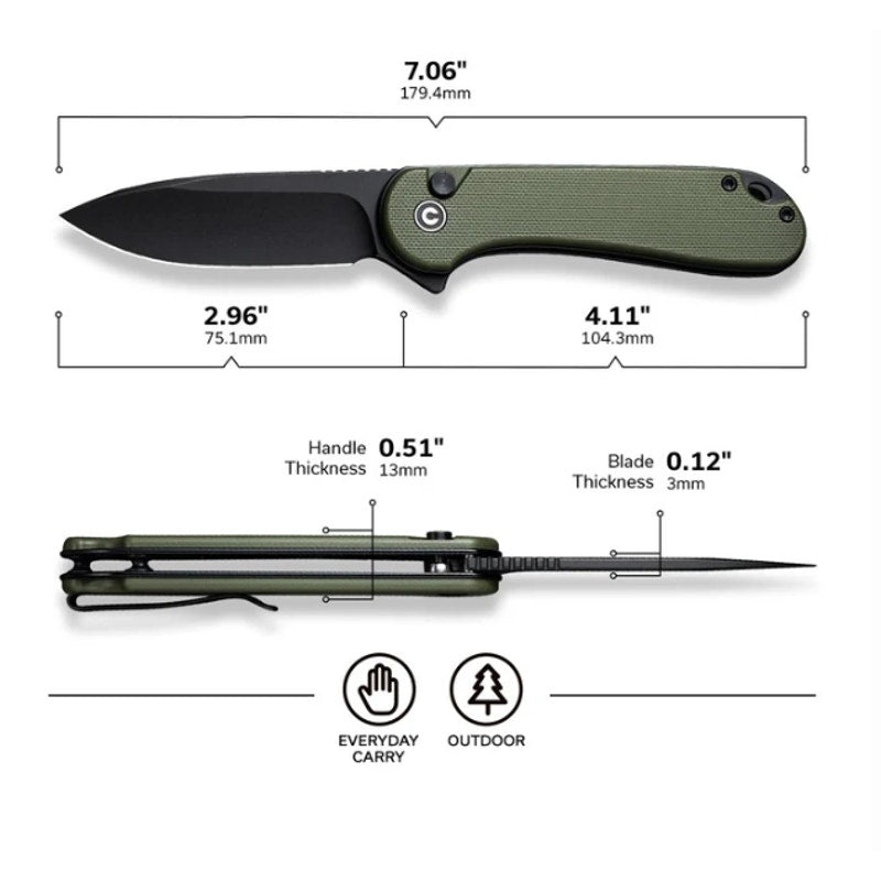 CIVIVI Button Lock Elementum II ~ G10 Handle (2.96" Nitro-V Blade) C18062P-3