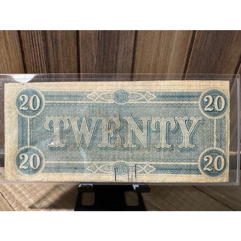 1864 ~ Confederate $20 Note ~ AU
