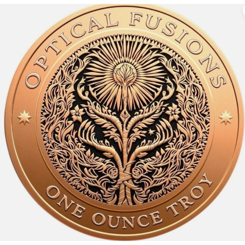 Optical Fusions ~ Owmori Colorized Minted 1 oz Copper Round in capsule