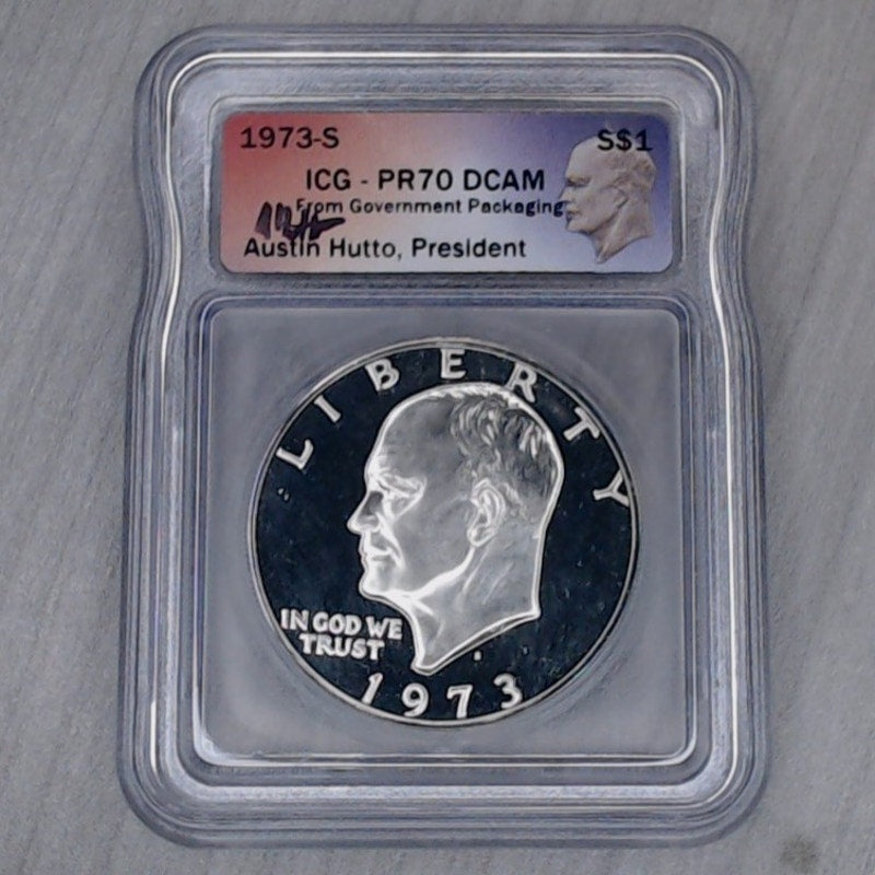 1973-S ~ Eisenhower ( Ike ) Dollar ~ RARE!!! ~ Austin Hutto ~ ICG PR70 DCAM