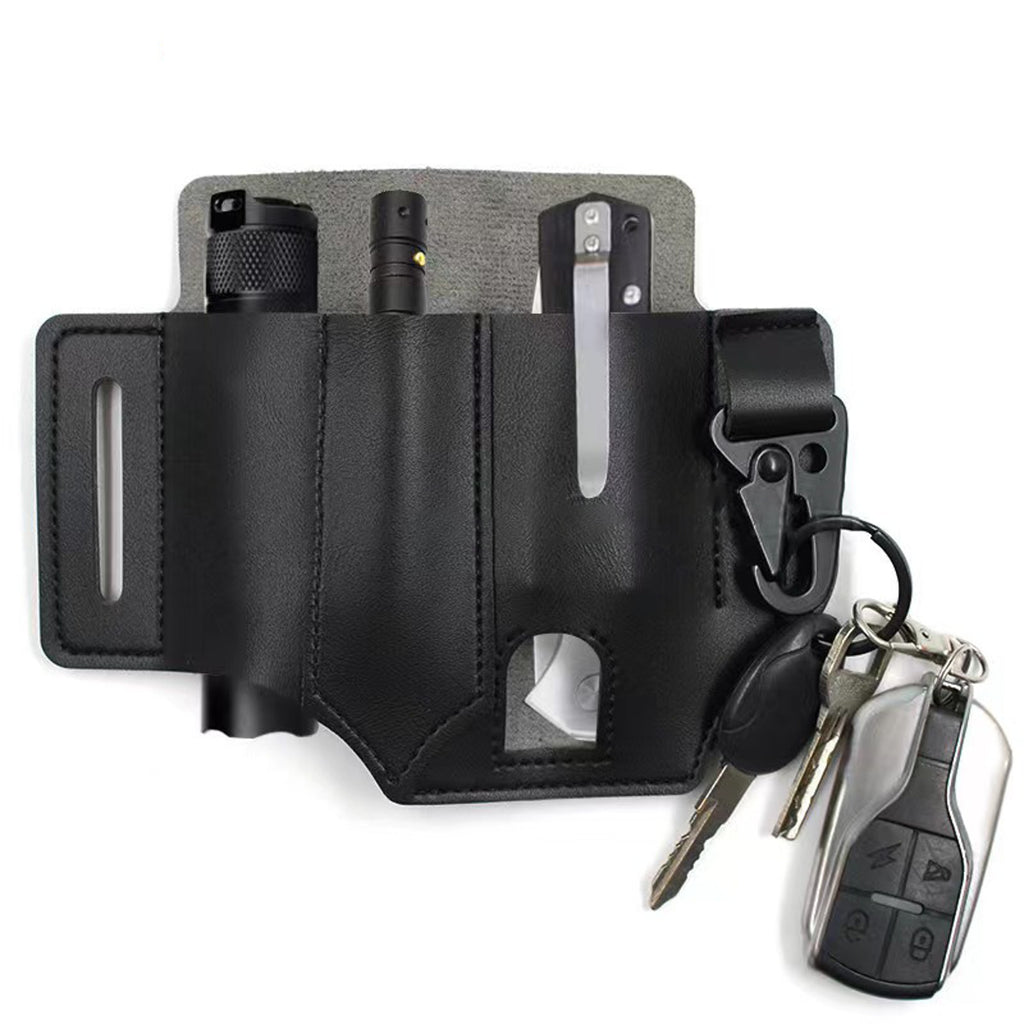 EDC Leather Knife Case & Flashlight Slot Tactical Pack: 1 Pouch