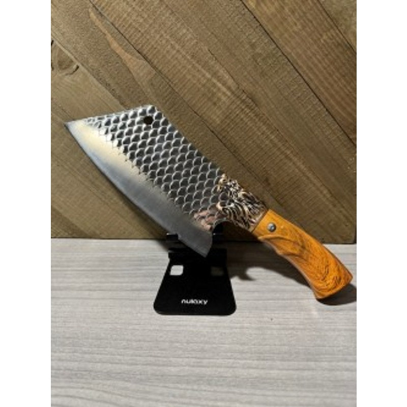Kitchen Cleaver ~ Hammered Fish Scale Blade ~ Eagle's Head Bolster