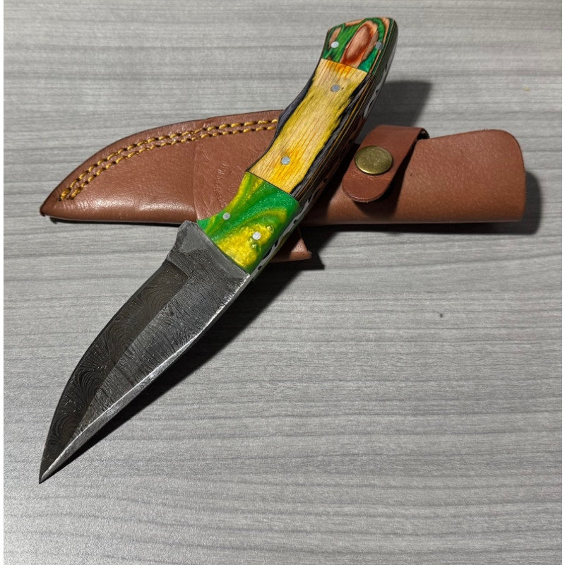 Handmade Damascus Steel Fixed Blade with Sheath