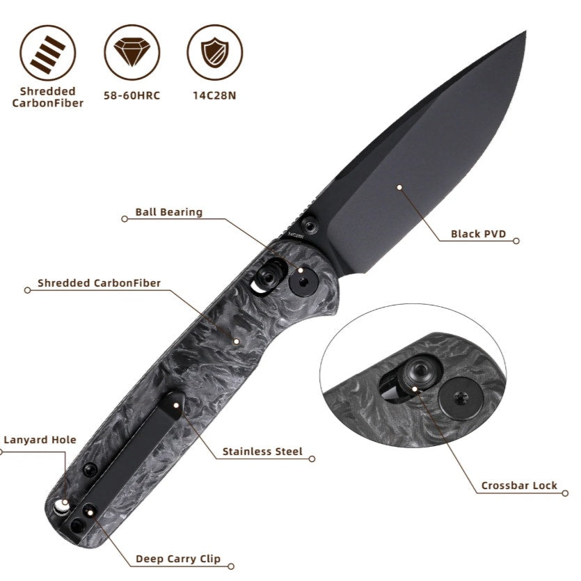 WIXCO ~ Drax ~ Grey Shredded Carbon Fiber/Black 14c28n ~ WX10BNV