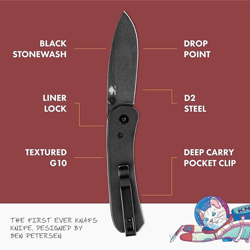 Knafs ~ Lander 1 - Contoured Black ~ 14C28N ~ EXTRA Translucent White Scales