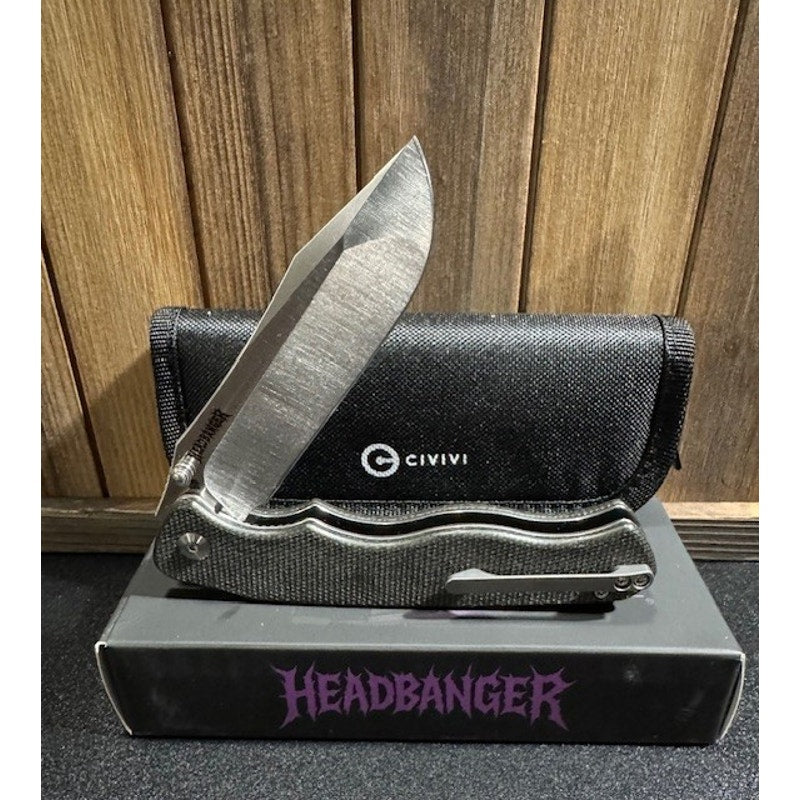 CIVIVI HEADBANGER ~ Liner Lock Knife ~ Green Micarta (3.8" Satin Nitro V)