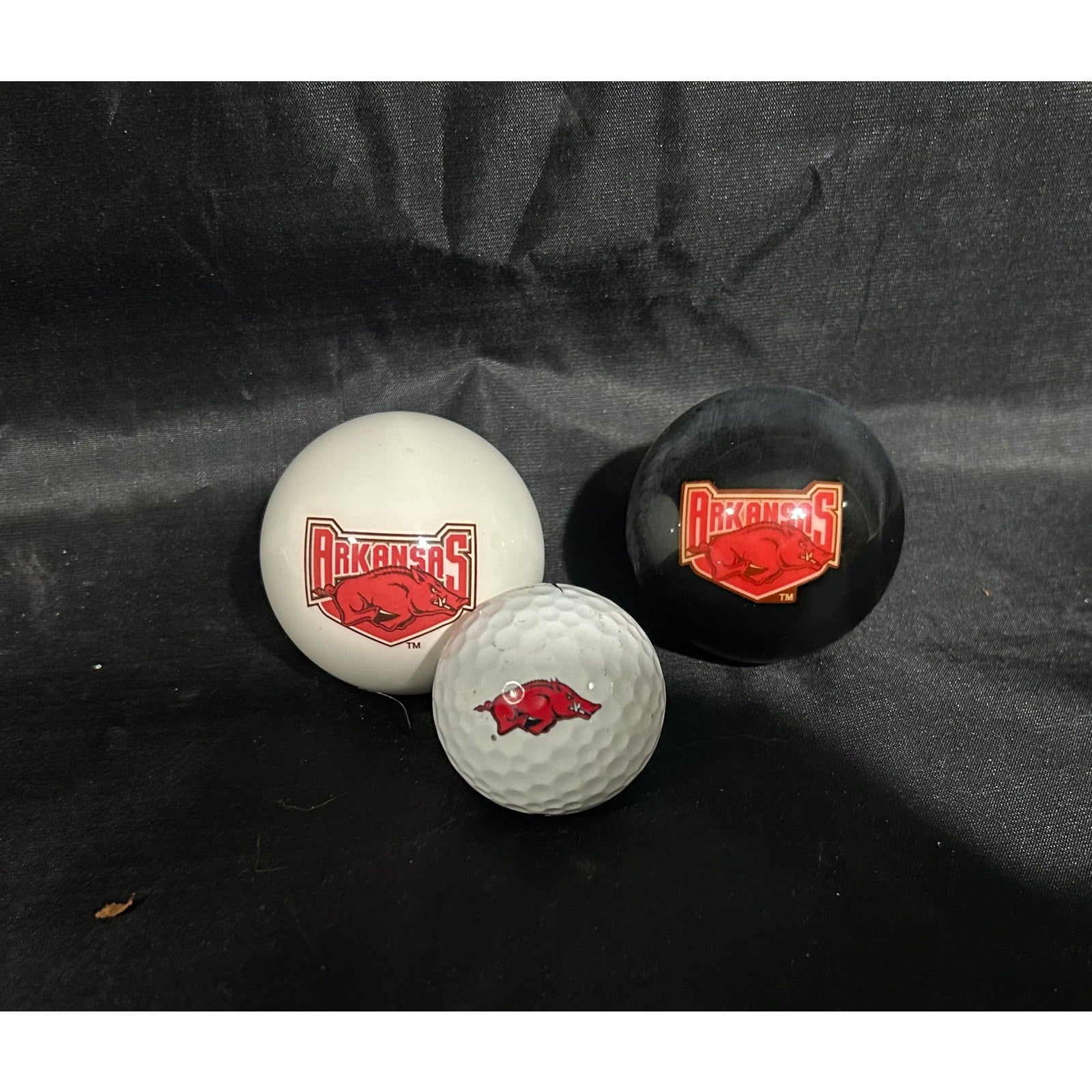 Arkansas Razorback ~ Cue Ball, 8 Ball, & Golf Ball