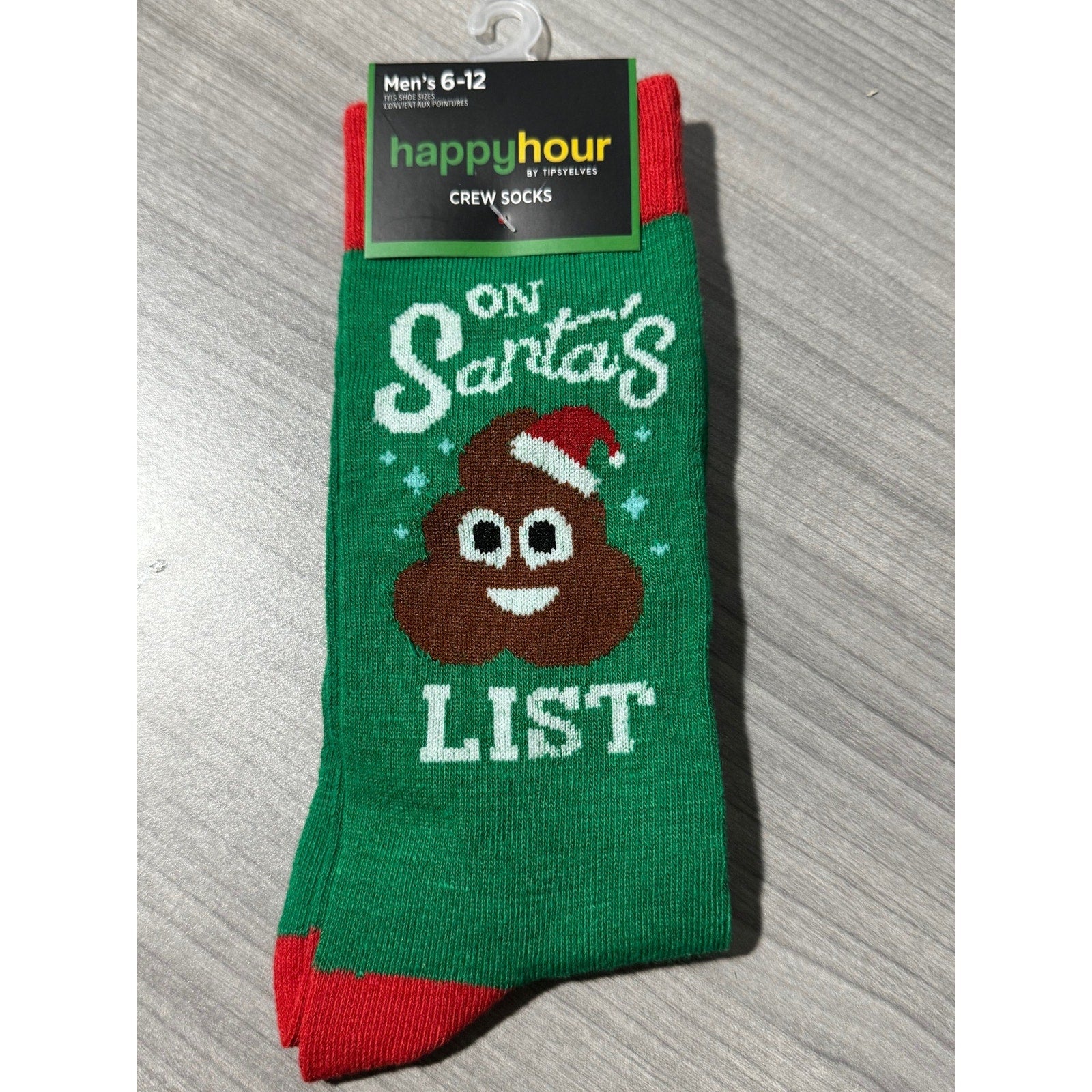 Novelty Socks ~ On Santa's * List ~ Men's Size 6-12