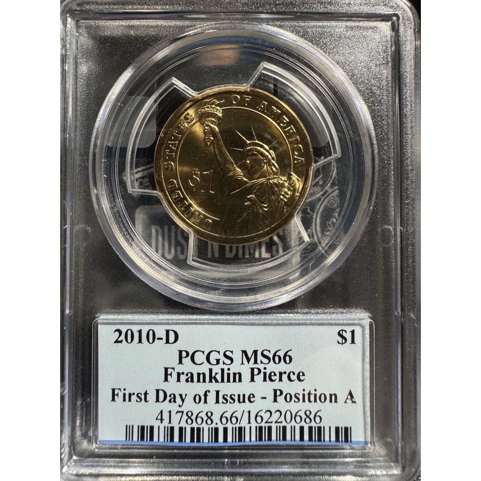 2010-D Dollar Franklin D Pierce Position A - First Day of Issue