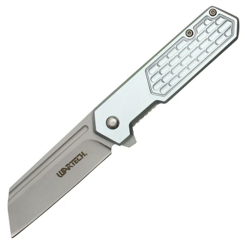 Wartech - 7" Silver Cleaver | Spring Assisted Pocket Knife