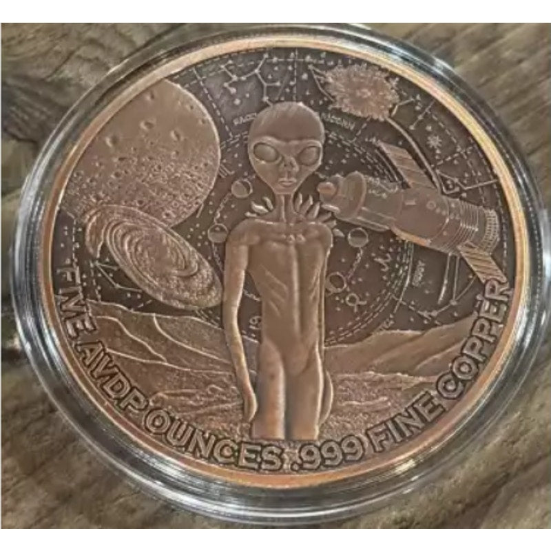 5oz ~ .999 Copper Round ~ Glow in the dark Alien Eyes