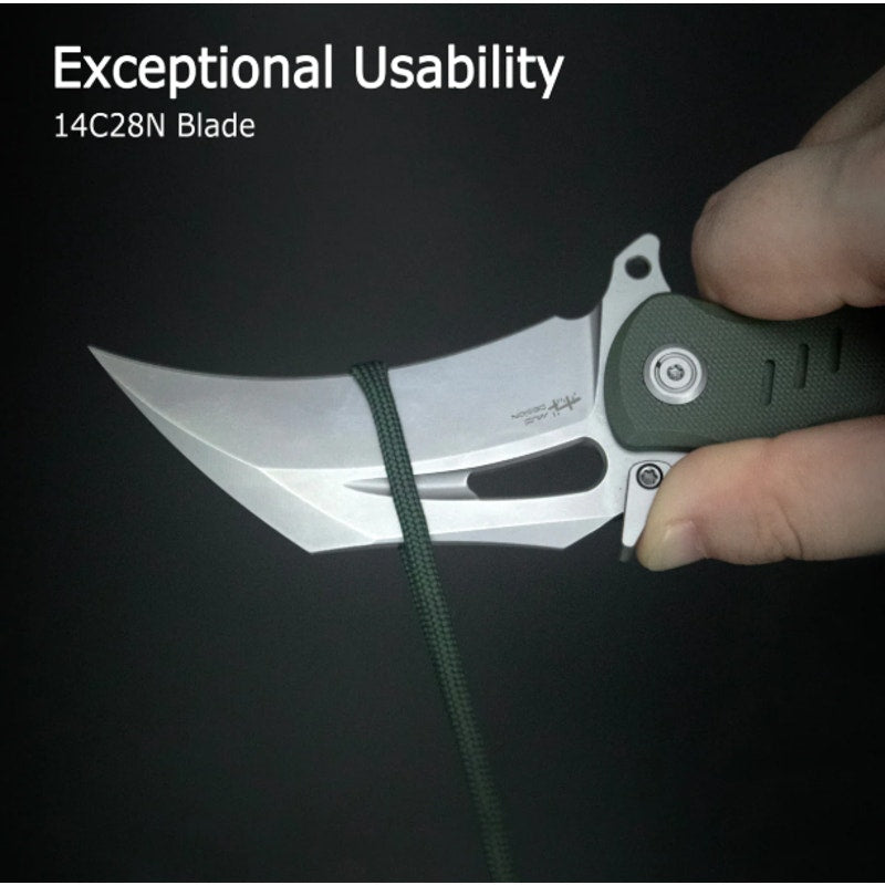 Kubey ~ Wrath Karambit Folding Knife Green G10 ~ 2.68" Beadblast 14C28N ~ KU261B