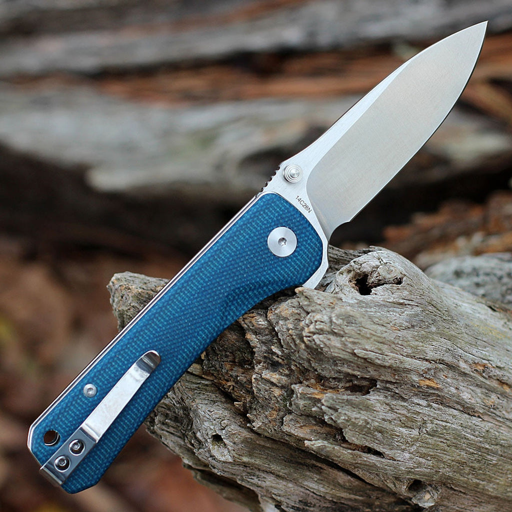 QSP Knife ~ Hawk - Blue Linen Micarta ~ 3.225" 14C28N ~ QS131I
