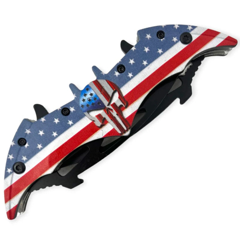 Tiger USA ~ Dual Blade Spring Action Knife ~ Punisher Bat Wing ~ SJ-1007-L