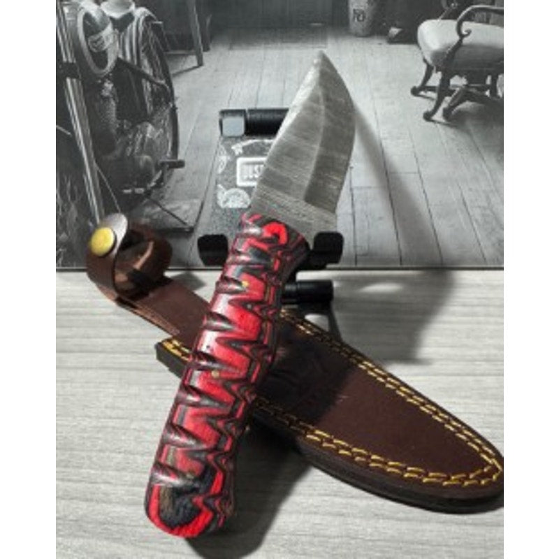 8" Handmade Damascus Skinner w/ Sheath