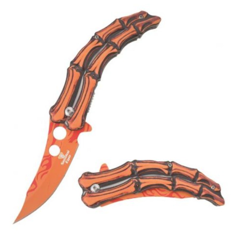 Snake Eye Tactical Spring Assist knife Orange Handle